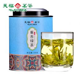 天福茗茶 绿茶 2023新茶 江苏茅山雀舌茶叶雨前茶 罐装袋装散装100g