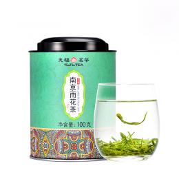 天福茗茶 南京雨花茶绿茶江南特产名茶春茶100克罐装