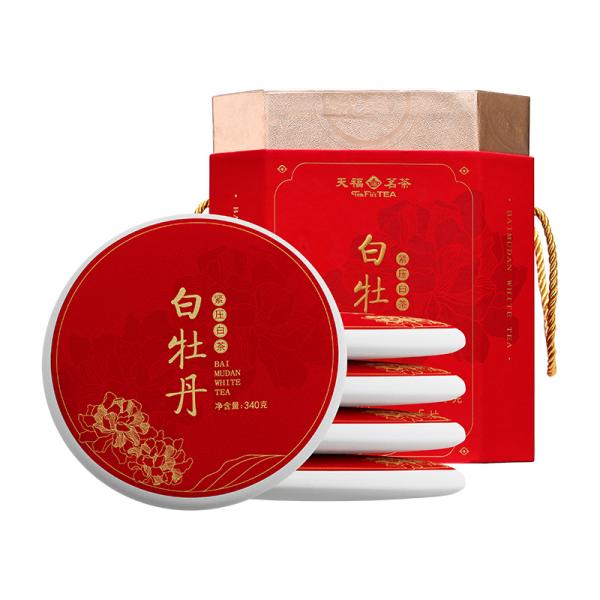 天福茗茶有毫香福鼎茶饼白牡丹340g×5饼茶叶礼盒装1.7千克