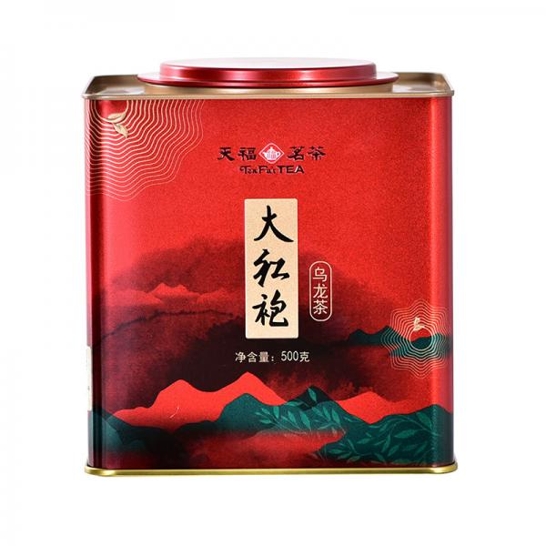 天福茗茶武夷山大红袍茶叶乌龙茶 大罐铁罐装桶装散茶家庭装500g