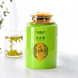 天福茗茶 浙江新昌龙井茶茶叶瓷罐礼盒装 早春绿茶2024新茶